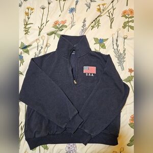 Hollister Black Zip-Up Sweater with USA Flag